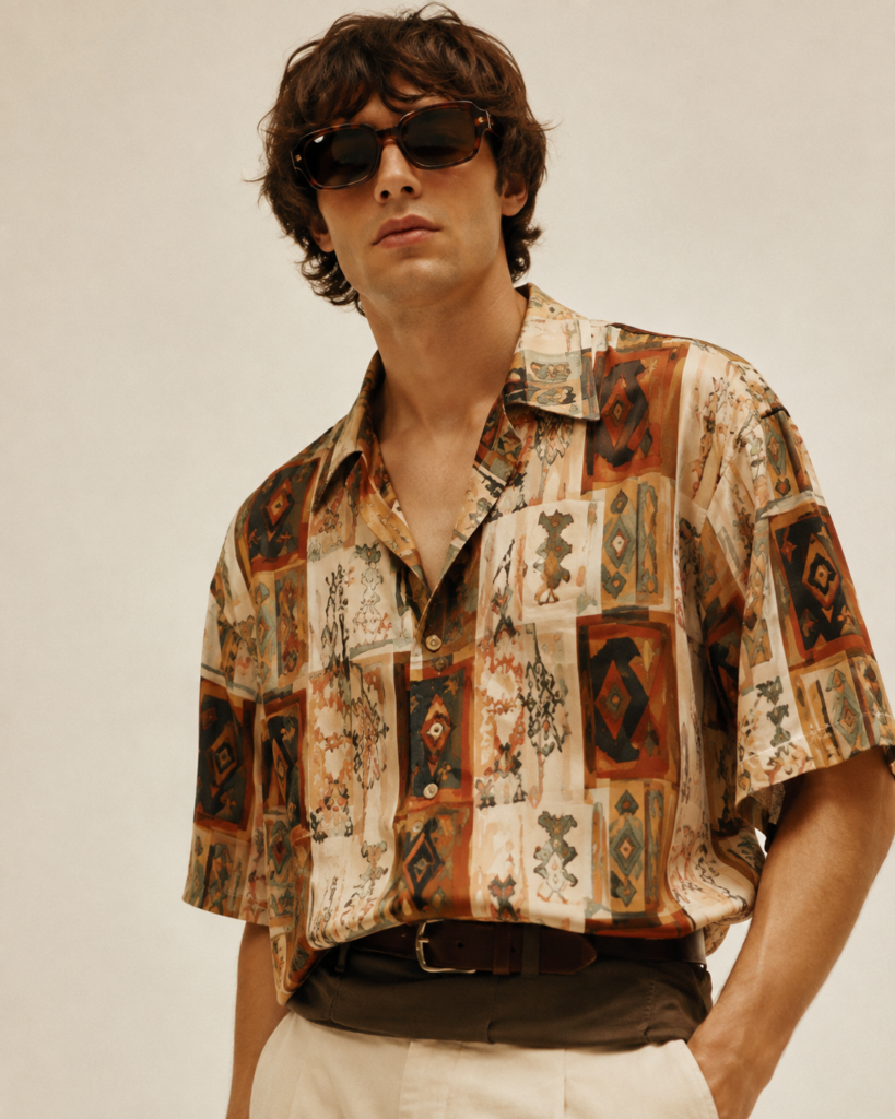 Geo print camp shirt at Rally Shopping